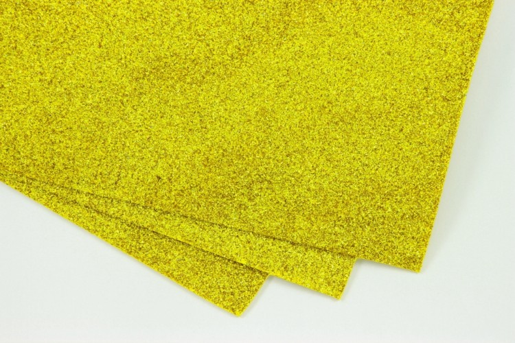 2001-007 Фоамиран с блестками Жёлтый 2мм 50 * 50см 1/10 1/25