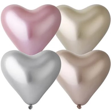 1105-0410 Шары Сердца 30см хром ассорти Италия 25шт 1105-0410 Шары Сердца 30см хром ассорти Италия 25шт