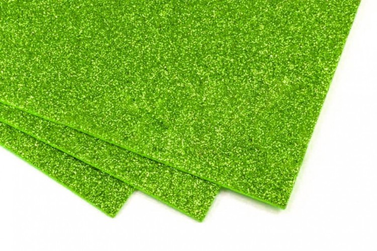 2001-019 Фоамиран с блестками Зелёный 2мм 50 * 50см 1/10 1/25
