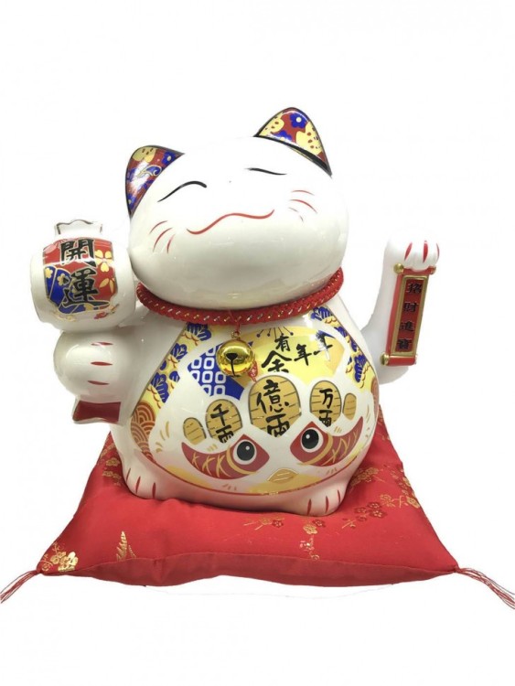 107102 Кот удачи (фарфоровый) 21х16,5х22 см 