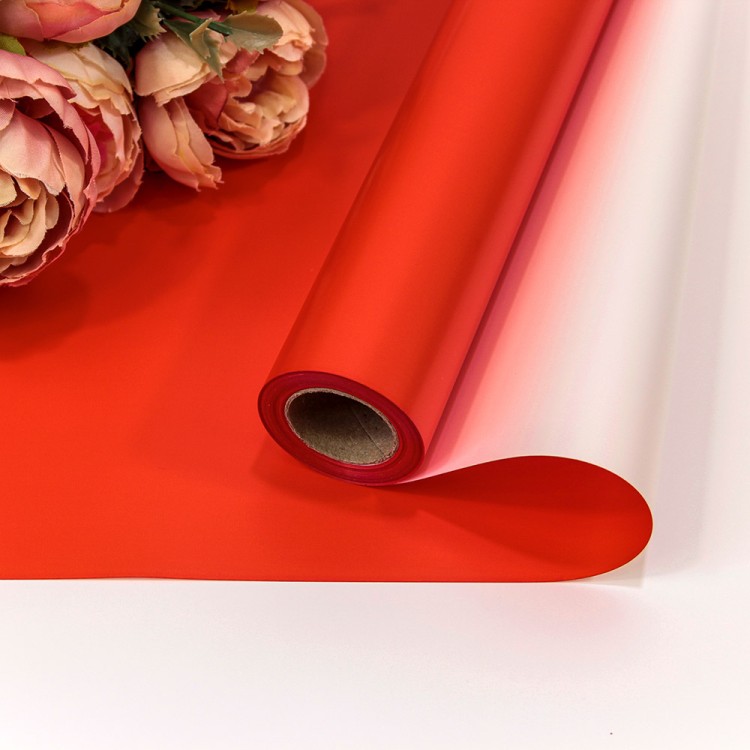 1604/2347 Плёнка 0,58*10м матовая двухсторонняя 65мкм Алый/Серебристый 1/30