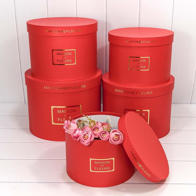 7215006/074 Коробки Круглые Набор 1/5 32*24,5 "Maison des Fleurs" Красный 1/4