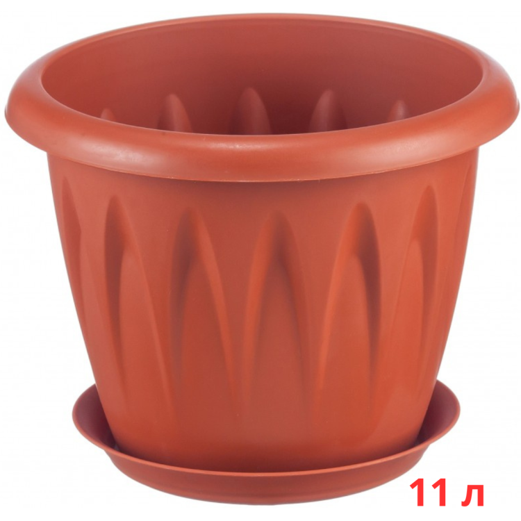 М3022/2 Кашпо ЛИВИЯ D320мм 11л с поддоном Терракотовый М3022/2 Кашпо ЛИВИЯ D320мм 11л с поддоном Терракотовый