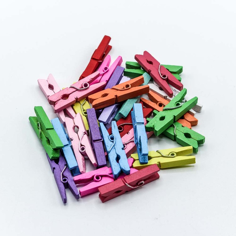 260013 Декоративные прищепки 3*0,8*0,4 см цветные (100 штук) 1/100 1/120 