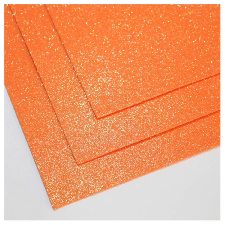 000003-2GL Фоамиран Оранжевый с блестками 2 мм 30*20 см 1/10 1/100