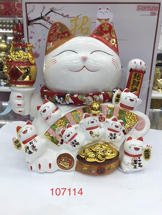 107114 Кот удачи фарфоровый Императорский (электрический)