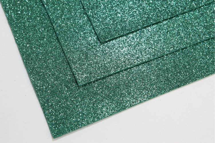 2000-019 Фоамиран с блестками Темно-зеленый 2мм 30 * 20см 1/10 1/100