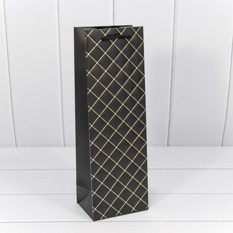 000391M/2 Пакет подарочный "Ромб" Чёрный 12*36*9 210г 1/20 1/120