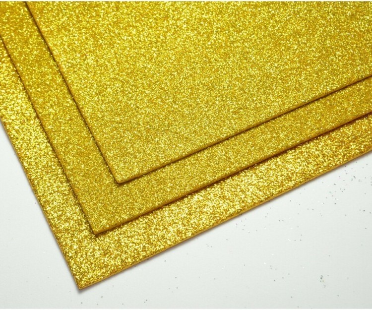 2000-004 Фоамиран с блестками Золотой 2мм 30*20см 1/10 1/100