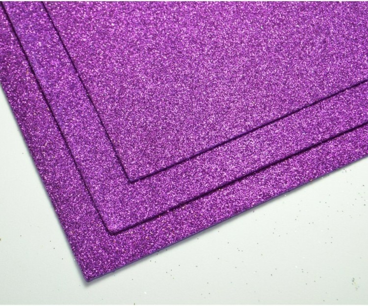 2000-007 Фоамиран с блестками Фиолетовый 2мм 30*20см 1/10 1/100