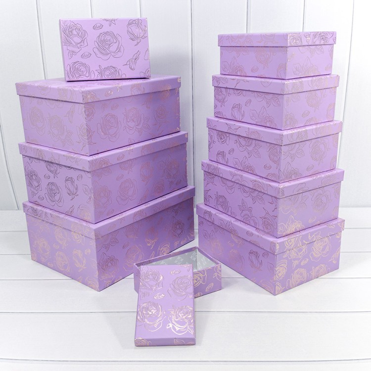 721604/0097 Коробки Прямоугольные Набор 1/10 34*26*15,3 с тиснением "Розы"-0097 1/6