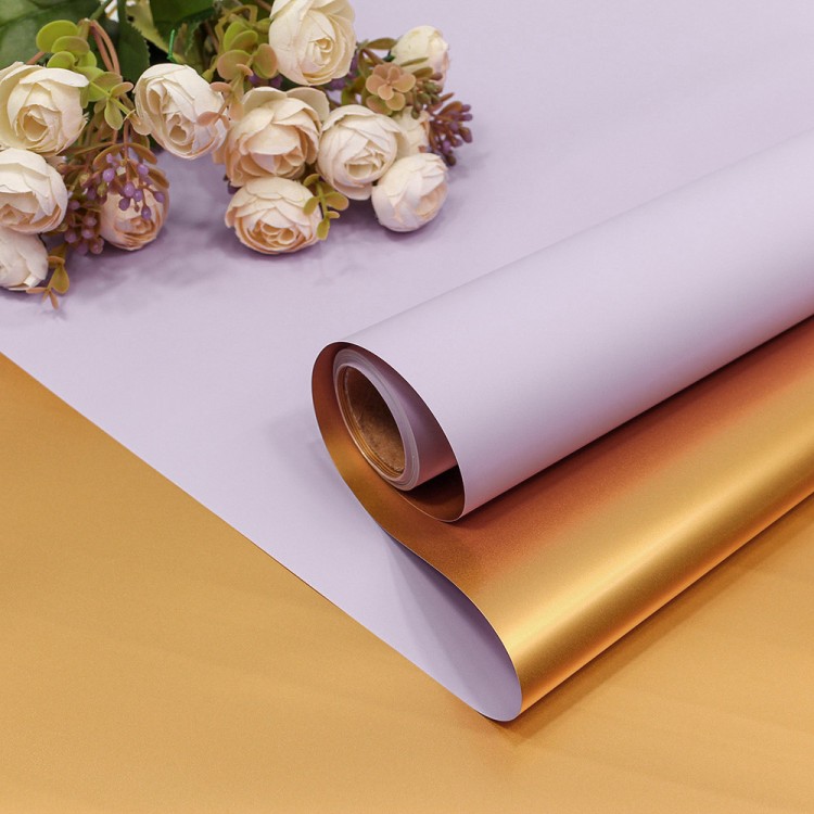 1611/2085 Плёнка 0,58*10м матовая двухсторонняя 60мкм Золотой/Сиреневый 1/30 1611/2085 Плёнка 0,58*10м матовая двухсторонняя 60мкм Золотой/Сиреневый 1/30