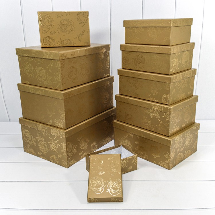 721604/0105 Коробки Прямоугольные Набор 1/10 34*26*15,3 с тиснением "Розы"-0105 1/6