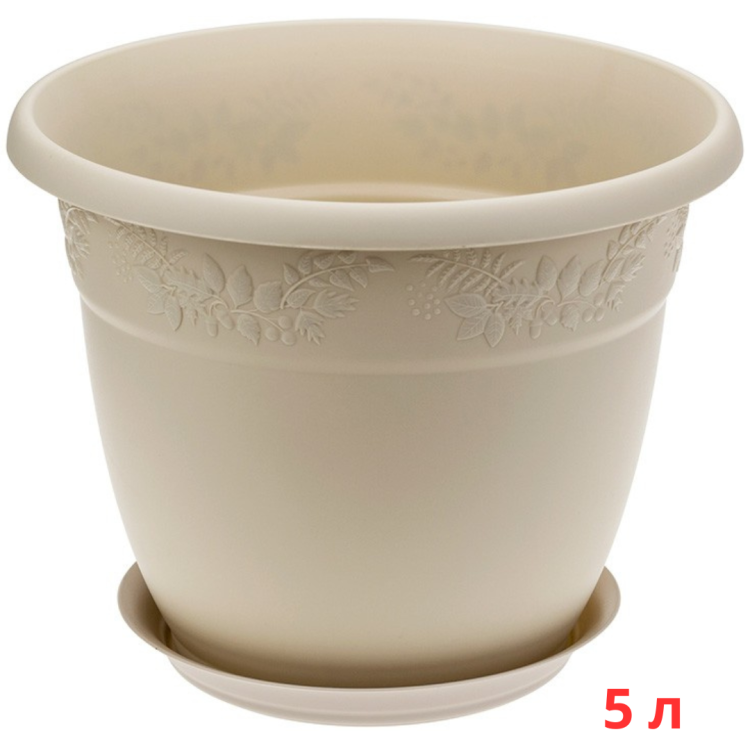 М3056/1 Кашпо РЯБИНА D250мм, 5л с поддоном Латте М3056/1 Кашпо РЯБИНА D250мм, 5л с поддоном Латте