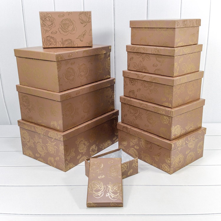 721604/0103 Коробки Прямоугольные Набор 1/10 34*26*15,3 с тиснением "Розы"-0103 1/6