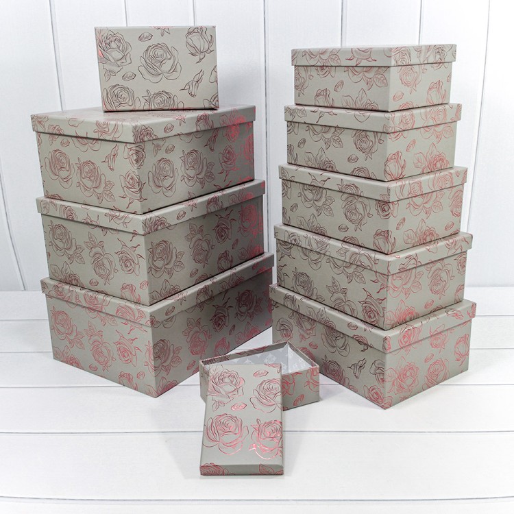 721604/0102 Коробки Прямоугольные Набор 1/10 34*26*15,3 с тиснением "Розы"-0102 1/6