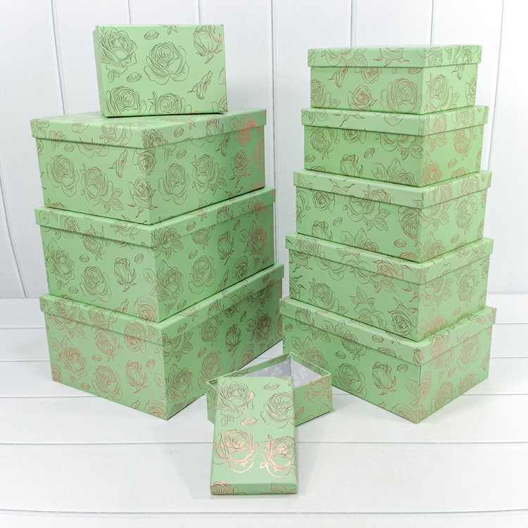 721604/0101 Коробки Прямоугольные Набор 1/10 34*26*15,3 с тиснением "Розы"-0101 1/6