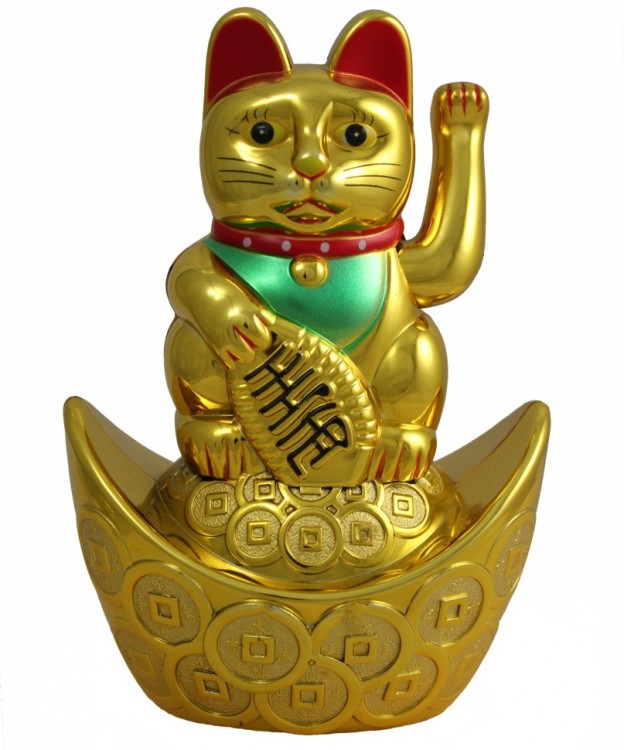 107144 Кот удачи на слитке 9,5х7,5х5,5 см