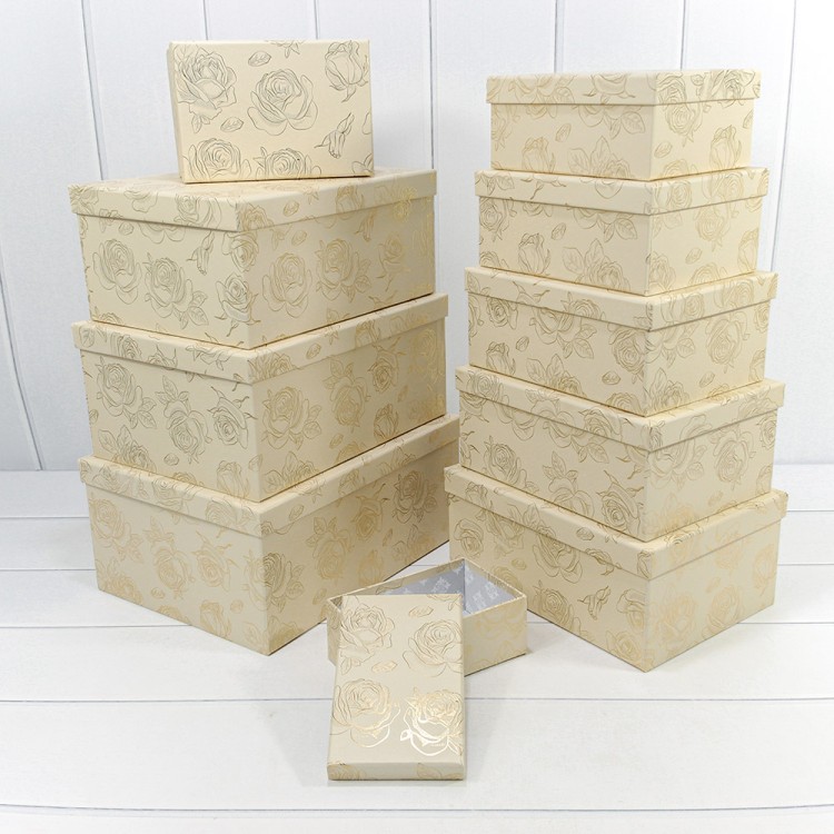 721604/0100 Коробки Прямоугольные Набор 1/10 34*26*15,3 с тиснением "Розы"-0100 1/6