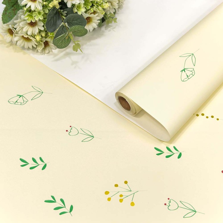 001387/2 Плёнка 0,58*10м матовая "Веточки" 60мкм Светло-жёлтый 1/30