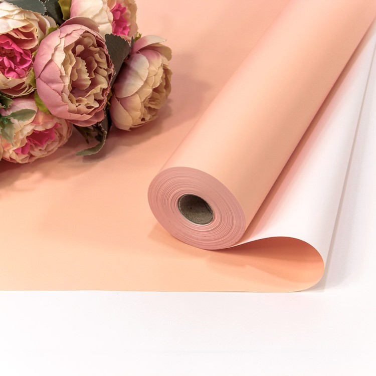1804/4032 Плёнка 58см 800г матовая двухсторонняя 65мкм Персиковый/Белый 1/12