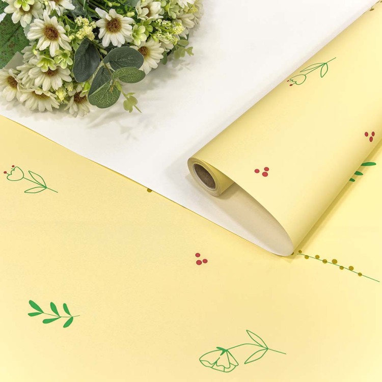 001387/3 Плёнка 0,58*10м матовая "Веточки" 60мкм Бледно-жёлтый 1/30