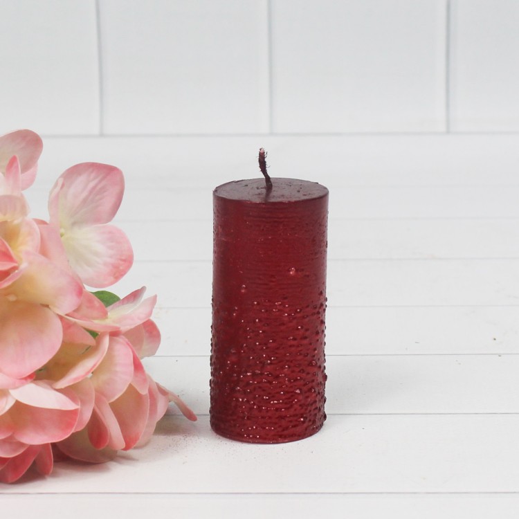 3513740005 РОСИНКИ малая Н-75 Свеча текстурная КРАСНАЯ МЕТАЛЛИК
