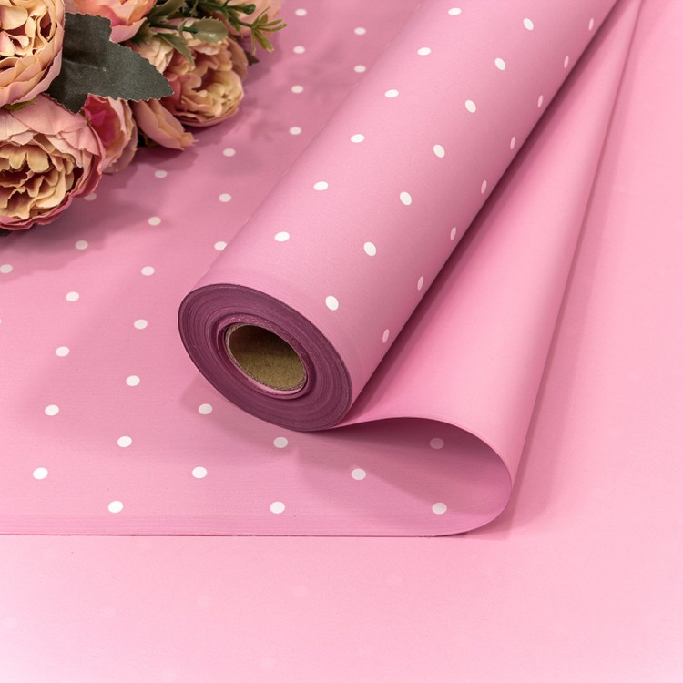 1891/0521 Плёнка 58см 800г матовая "Мелкий горошек" 65мкм Светло-пурпурный 1/12