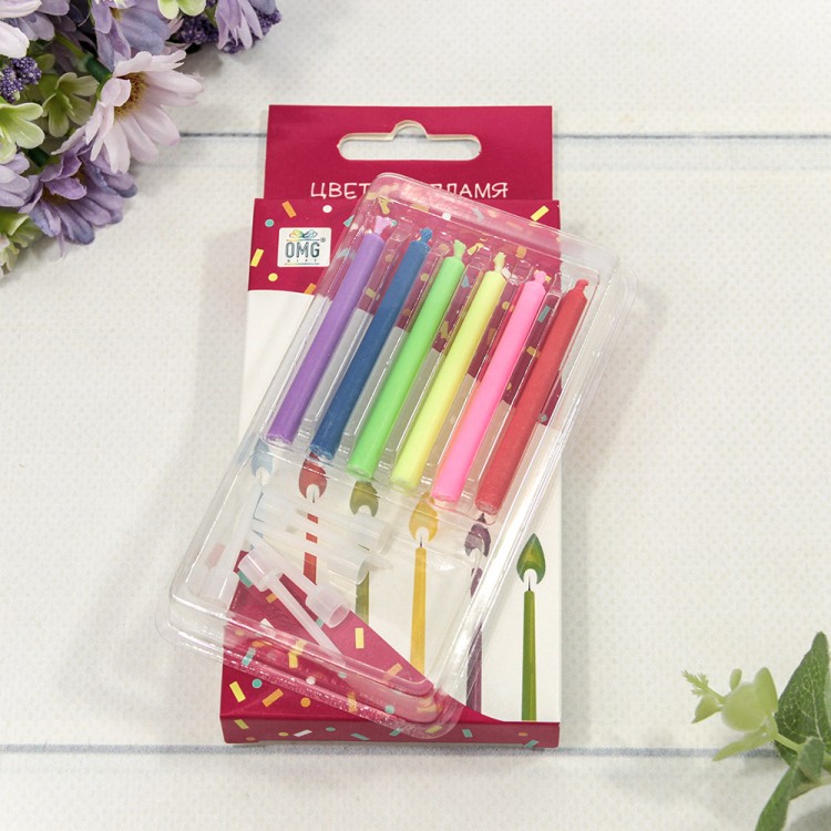 20010-17 Свечи для торта набор (6 шт.) 5,5см с цветным пламенем 1/12 1/120 20010-17 Свечи для торта набор (6 шт.) 5,5см с цветным пламенем 1/12 1/120