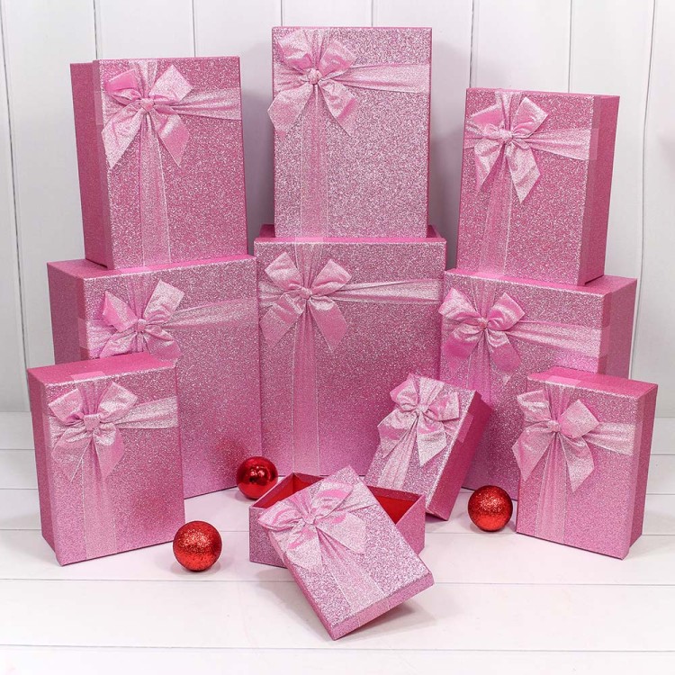 730604/0114 Коробки Прямоугольные Набор 1/10 34*26*15,3 "Блеск" Розовый 1/4