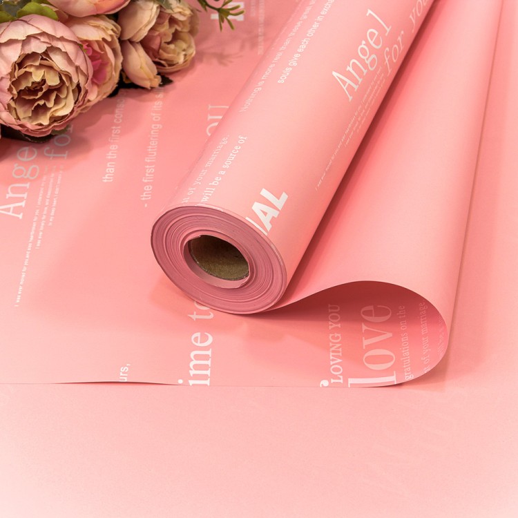 1877/0331 Плёнка 58см 800г матовая с печатью 60мкм Розовый-0331 1/12