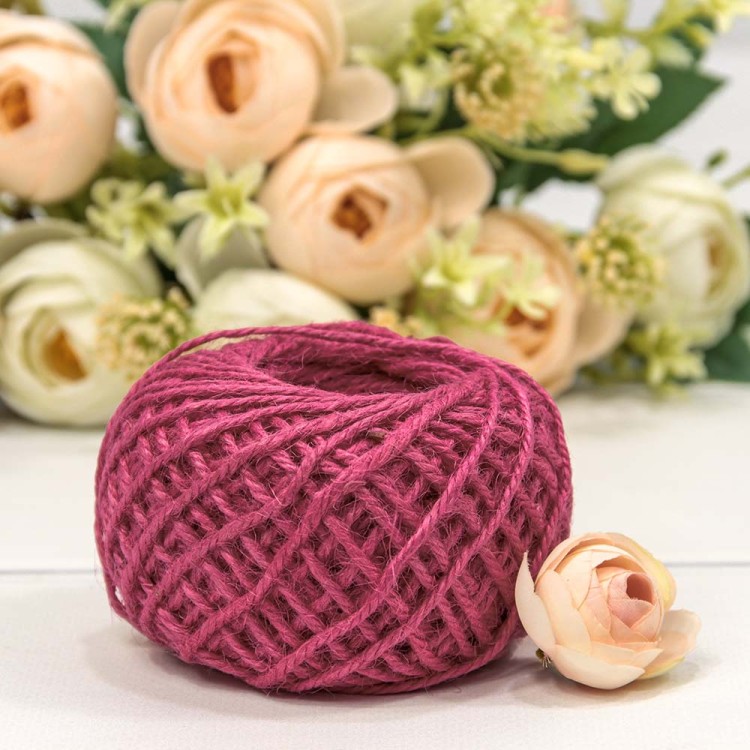 2887/2 Бечёвка из льна 1,5мм*50м двухслойная малиновая 1/12 1/120