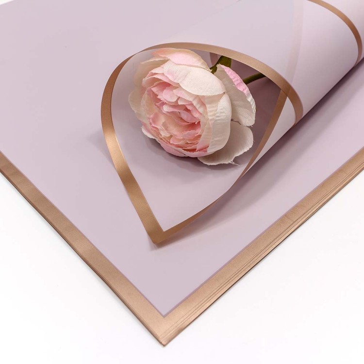 1640/5295 Плёнка в листах 58*58 (20 шт.) матовая с золотым краем 50мкм Сиреневый 1/60