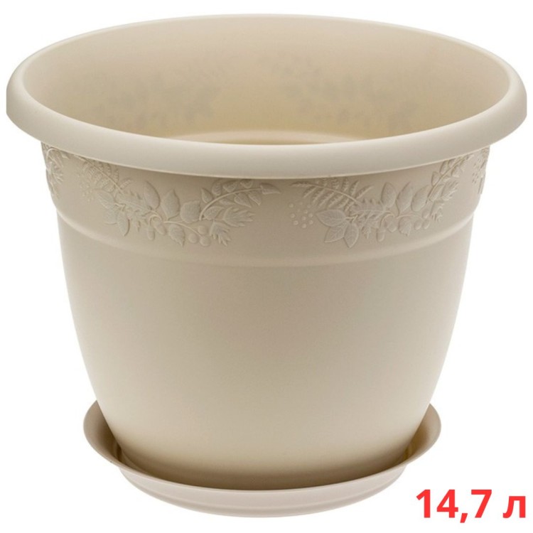 М3059/1 Кашпо РЯБИНА D350мм, 14,7л с поддоном Латте М3059/1 Кашпо РЯБИНА D350мм, 14,7л с поддоном Латте