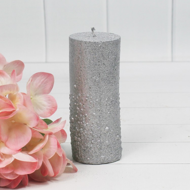 3513750007 РОСИНКИ большая Н-110 Свеча текстурная СЕРЕБРО