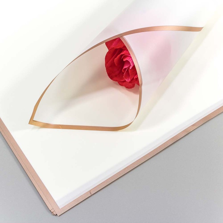 1640/2 Плёнка в листах 58*58 (20 шт.) матовая с золотым краем 50мкм Молочный 1/60