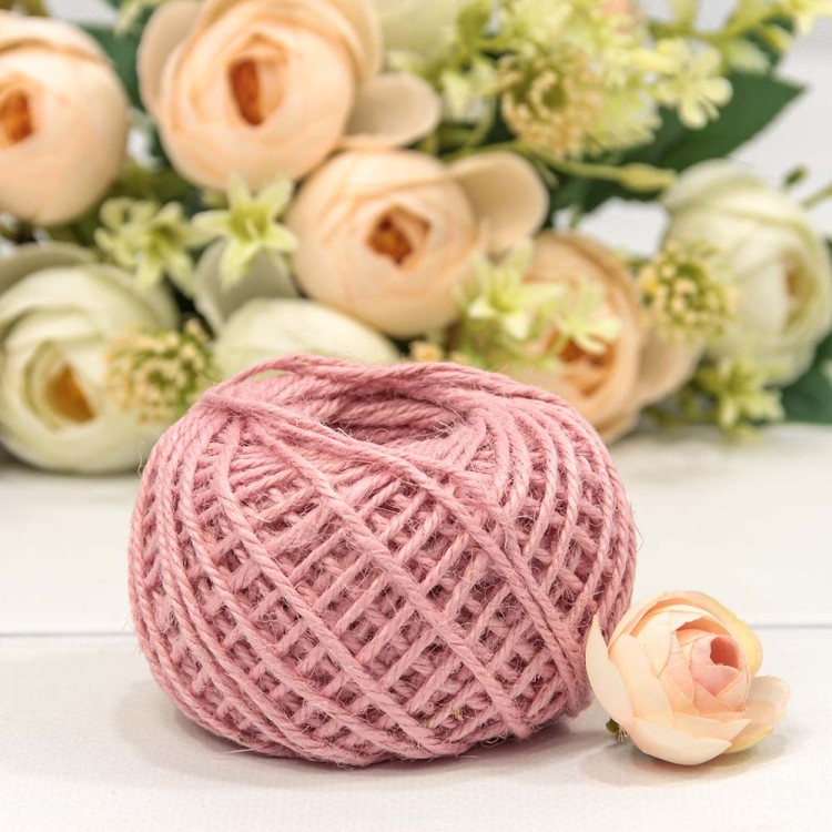 2887/4 Бечёвка из льна 1,5мм*50м двухслойная Розовый  1/12 1/120