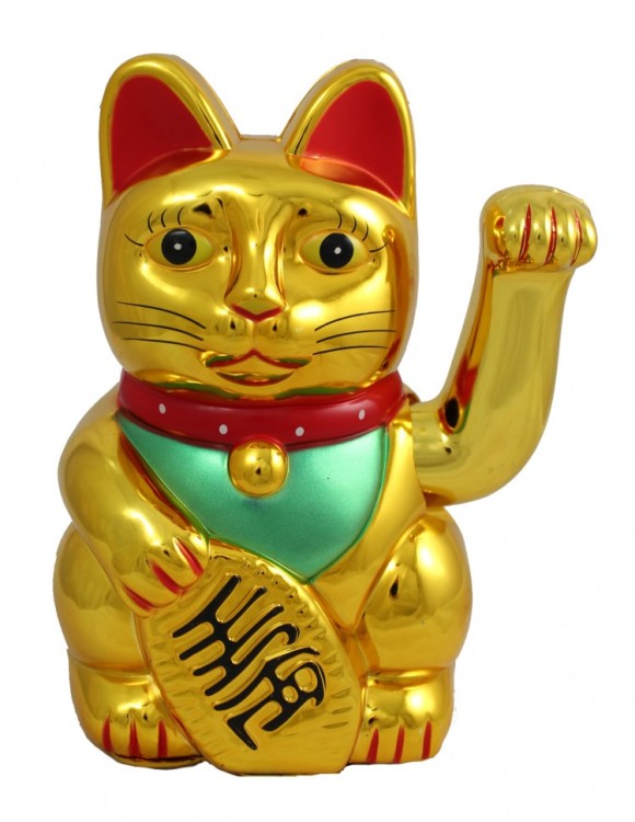 107137 Кот удачи (на батарейках) 18,7*14*25,2 см золотой