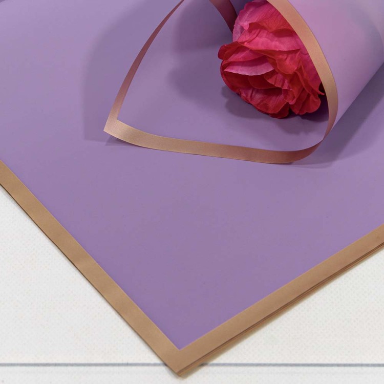 1640/6080 Плёнка в листах 58*58 (20 шт.) матовая с золотым краем 50мкм Светло-фиолетовый 1/60