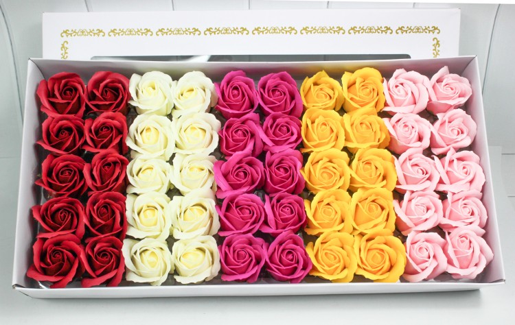 420055/M1 Декоративный цветок-мыло "Роза" класс А "Микс1" 5,5*4 50шт. 1/20