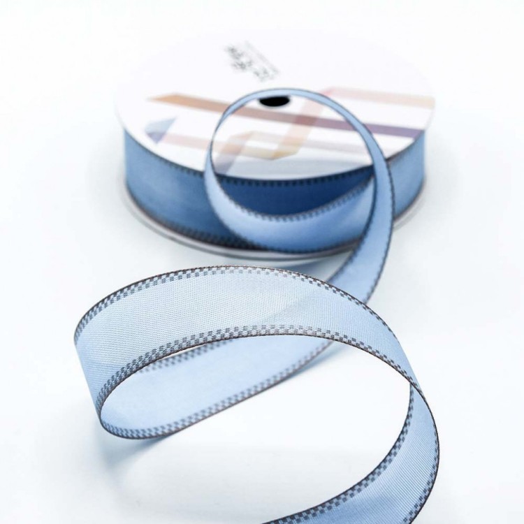 538-30/6 Лента декоративная с каймой (полиэстер) 3 см*15 ярдов синий 1/6 1/144