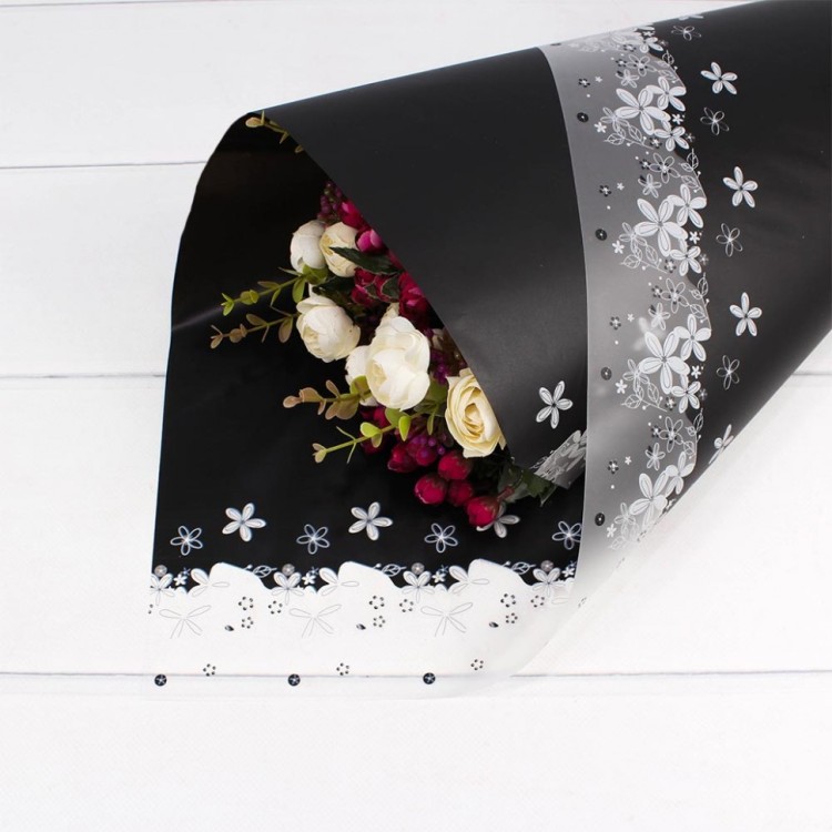 PPM2-1 Пленка матовая с цветочным рисунком 60*60 см черная (20 листов) 1/100